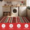 Artoid Mode Stripe Bear Tree Christmas Door Mat, Winter Home Decor Low-Profile Non-Slip Washable Throw Rug for Kitchen Entryway Front Door Bedroom Bathroom 2×3 Feet(Red/Beige)