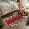Artoid Mode Red Pine Tree Deer Christmas Door Mat, Winter Home Decor Low-Profile Non-Slip Washable Throw Rug for Kitchen Entryway Front Door Bedroom Bathroom 2×3 Feet(Red)