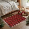 Artoid Mode Red Stripe Plaid Christmas Door Mat, Winter Home Decor Low-Profile Non-Slip Washable Throw Rug for Kitchen Entryway Front Door Bedroom Bathroom 2×3 Feet(Red)