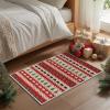 Artoid Mode Stripe Bear Tree Christmas Door Mat, Winter Home Decor Low-Profile Non-Slip Washable Throw Rug for Kitchen Entryway Front Door Bedroom Bathroom 2×3 Feet(Red/Beige)
