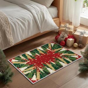 Artoid Mode Red Xmas Tree Snowflake Christmas Area Rug, Winter Home Decor Low-Profile Non-Slip Washable Large Rug for Living Room Bedroom Farmhouse Dining Room Kids Playroom 5×7 Feet(Red)