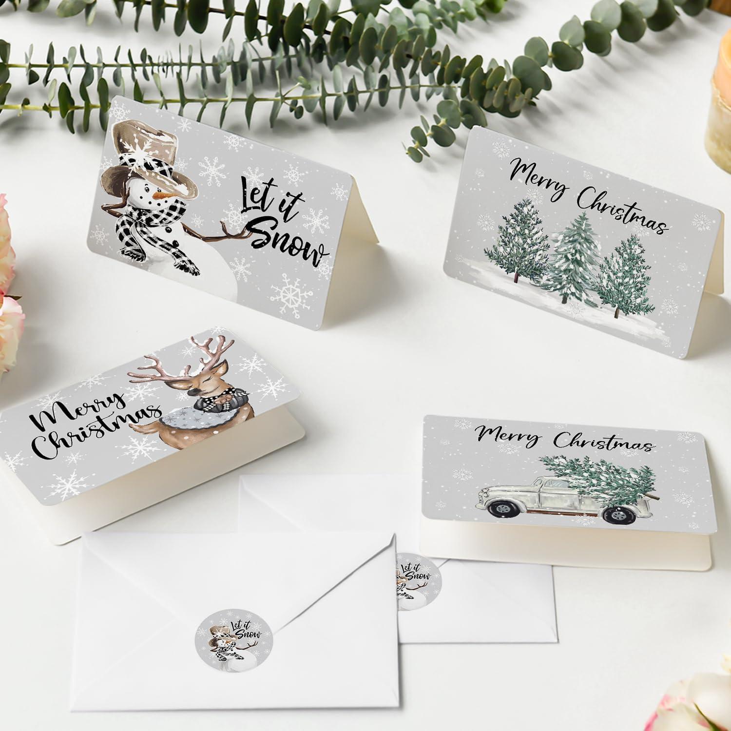 image:imageArtoid Mode 36 Pack Merry Christmas Thank You Cards Deer Snowman Truck Xmas Tree Greeting Cards Gift With Envelope Sticker Blank Note Cards for Birthday Wedding Baby Shower Bridal Shower 4 x 6 Inch