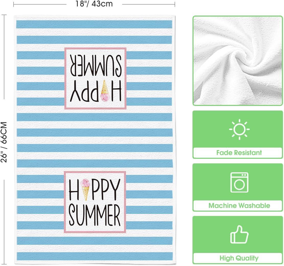 image:imageArtoid Mode Ice Cream Watermelon Happy Summer Kitchen Towels Dish Towels 18x26 Inch Seasonal Summer Decoration Hand Towels Set of 2