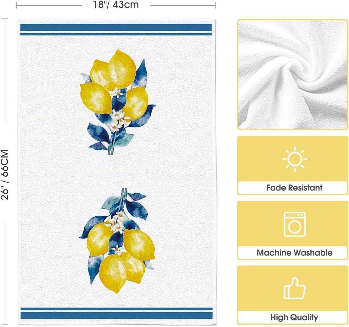 image:imageArtoid Mode Lemons Florals Hello Sunshine Summer Kitchen Towels Dish Towels 18x26 Inch Farmhouse Decoration Cleaning Set of 4