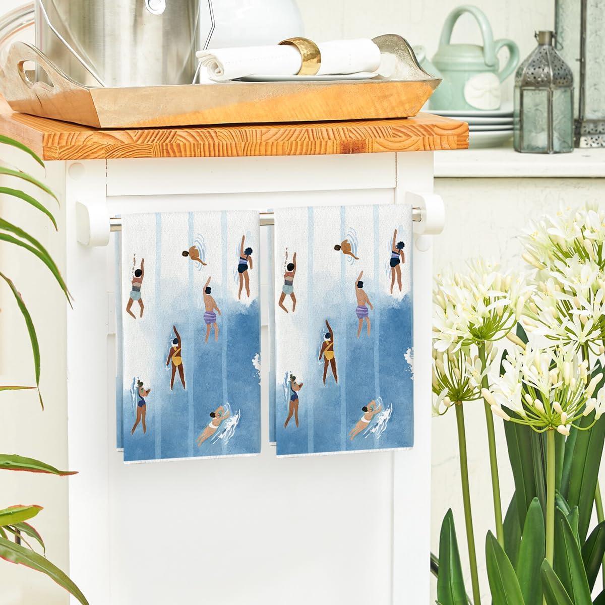 image:imageArtoid Mode Sea Swimming Beach Summer Kitchen Towels Dish Towels 18x26 Inch Farmhouse Decoration Cleaning Set of 2