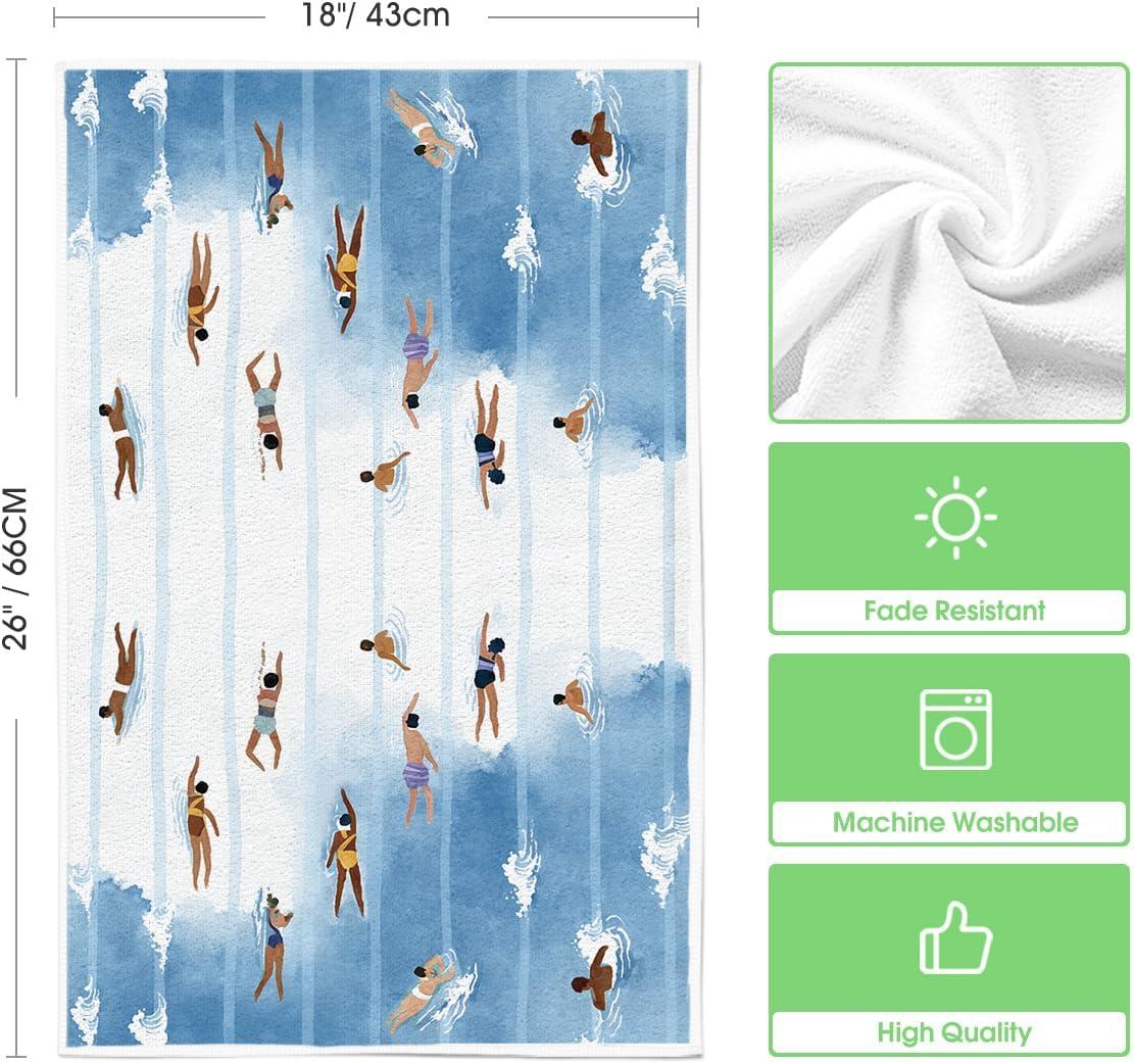 image:imageArtoid Mode Sea Swimming Beach Summer Kitchen Towels Dish Towels 18x26 Inch Farmhouse Decoration Cleaning Set of 2