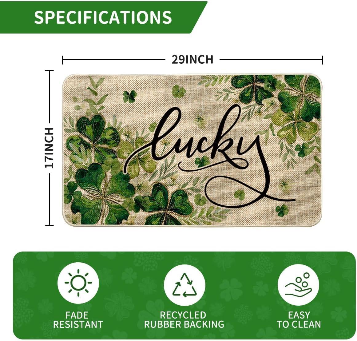 image:imageArtoid Mode Shamrocks Floral Leaves St Patricks Day Doormat Home Decor Door Mat LowProfile Switch Rug Floor Mat for Indoor Outdoor 17x29 Inch