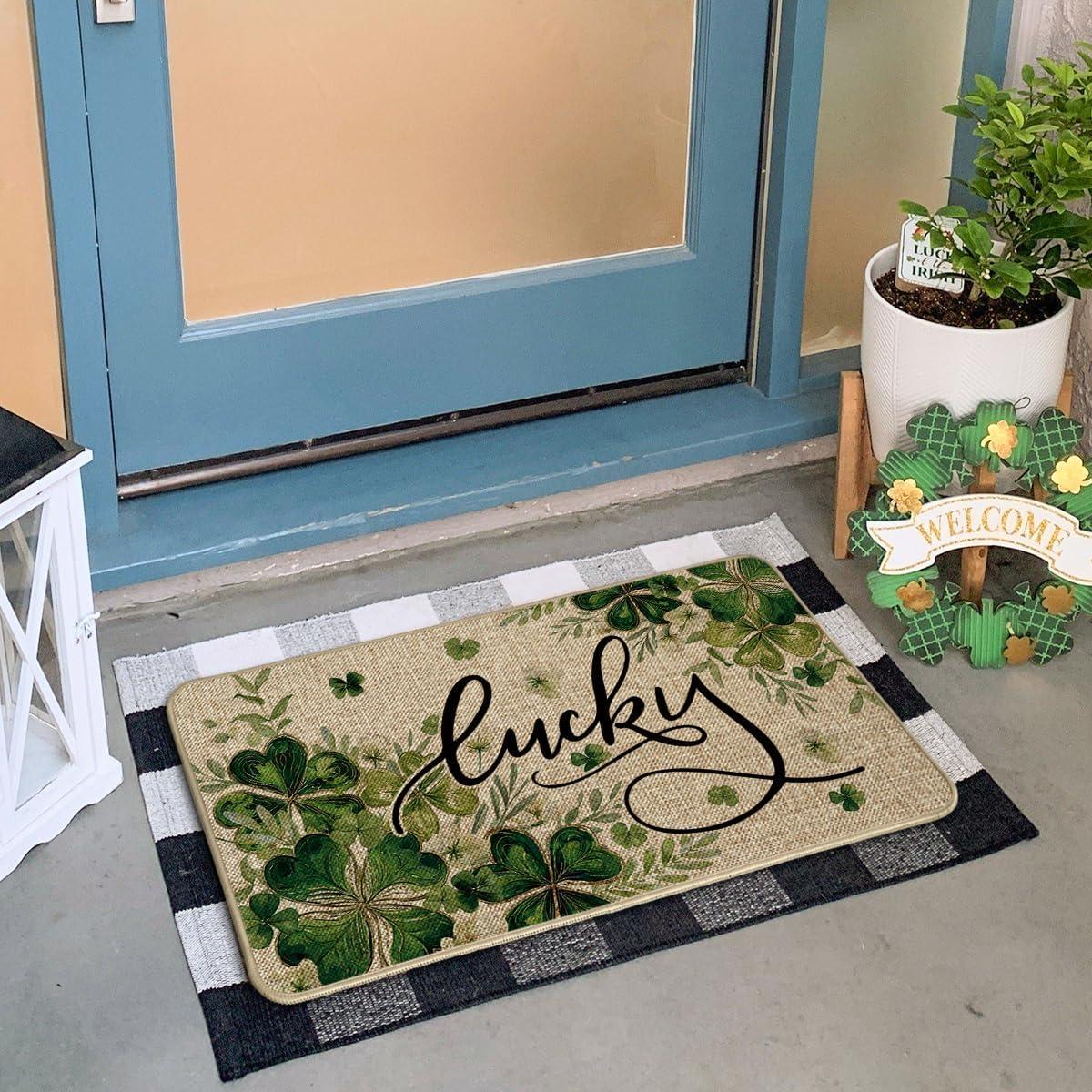 image:imageArtoid Mode Shamrocks Floral Leaves St Patricks Day Doormat Home Decor Door Mat LowProfile Switch Rug Floor Mat for Indoor Outdoor 17x29 Inch