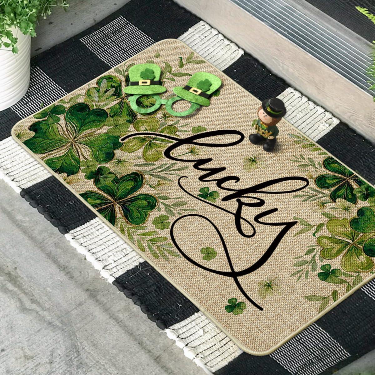 image:imageArtoid Mode Shamrocks Floral Leaves St Patricks Day Doormat Home Decor Door Mat LowProfile Switch Rug Floor Mat for Indoor Outdoor 17x29 Inch