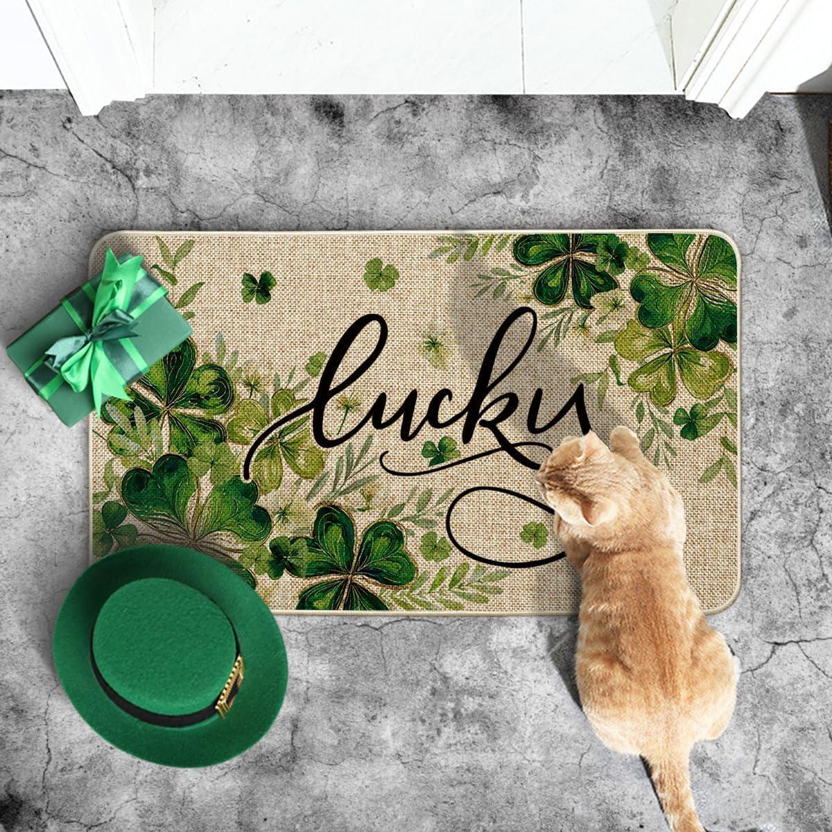 image:imageArtoid Mode Shamrocks Floral Leaves St Patricks Day Doormat Home Decor Door Mat LowProfile Switch Rug Floor Mat for Indoor Outdoor 17x29 Inch