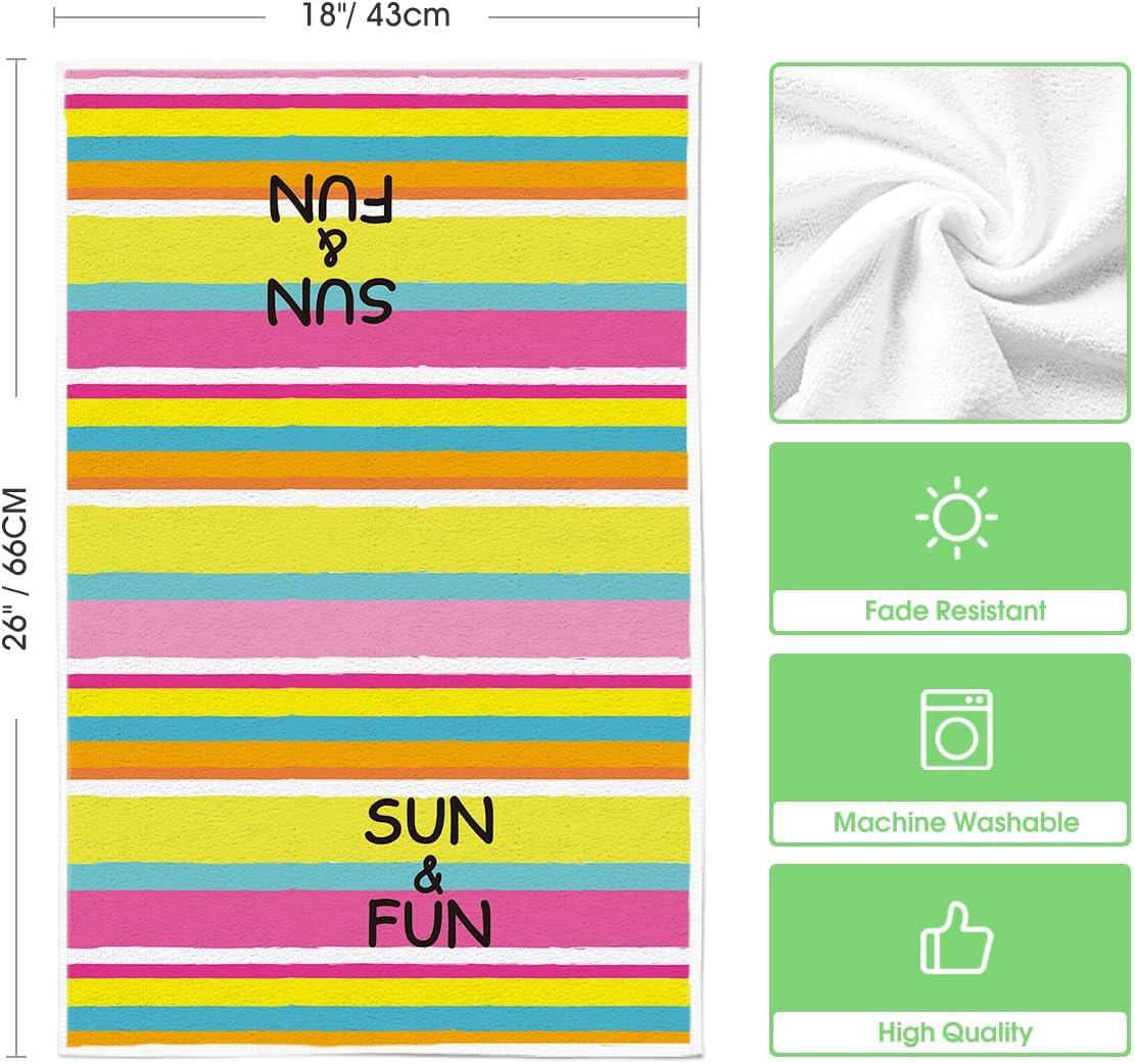 image:imageArtoid Mode Sun and Fun Stripes Summer Kitchen Towels Dish Towels 18x26 Inch Farmhouse Decoration Cleaning Set of 2