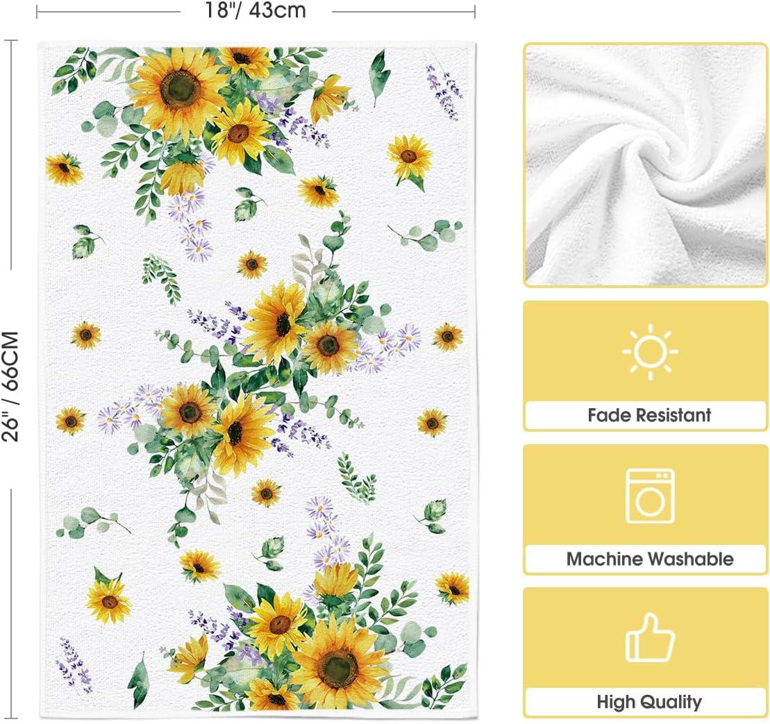 image:imageArtoid Mode Sunflower Leaves Florals Bless Our Home Summer Kitchen Towels Dish Towels 18x26 Inch Farmhouse Spring Decoration Cleaning Set of 4