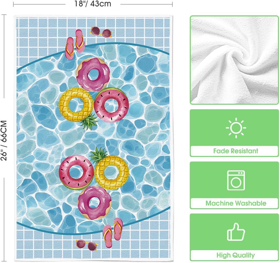 image:imageArtoid Mode Sunglasses Life Ring Swimming Pool Summer Kitchen Towels Dish Towels 18x26 Inch Farmhouse Decoration Cleaning Set of 2