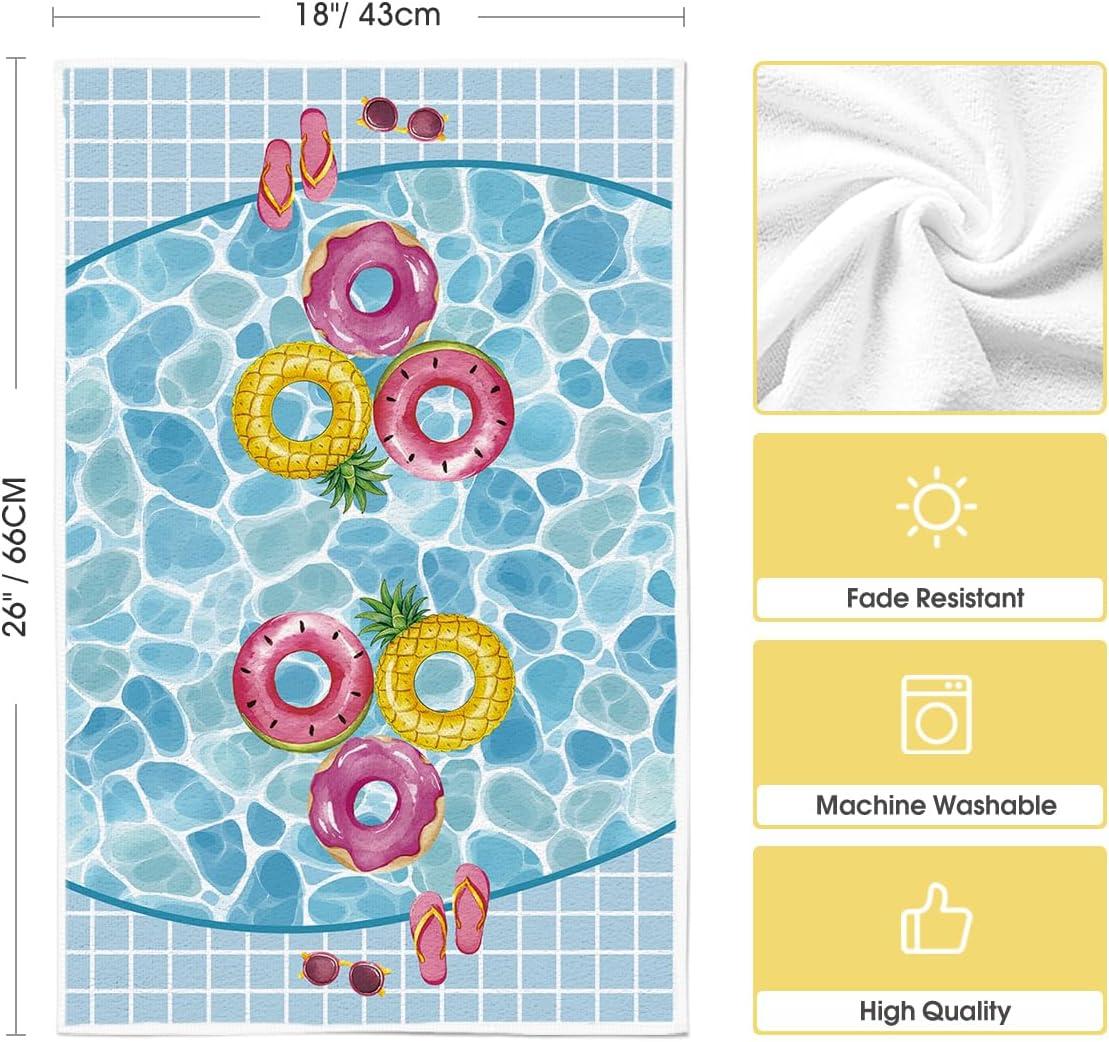 image:imageArtoid Mode Sunglasses Life Ring Swimming Pool Summer Kitchen Towels Dish Towels 18x26 Inch Farmhouse Decoration Cleaning Set of 4