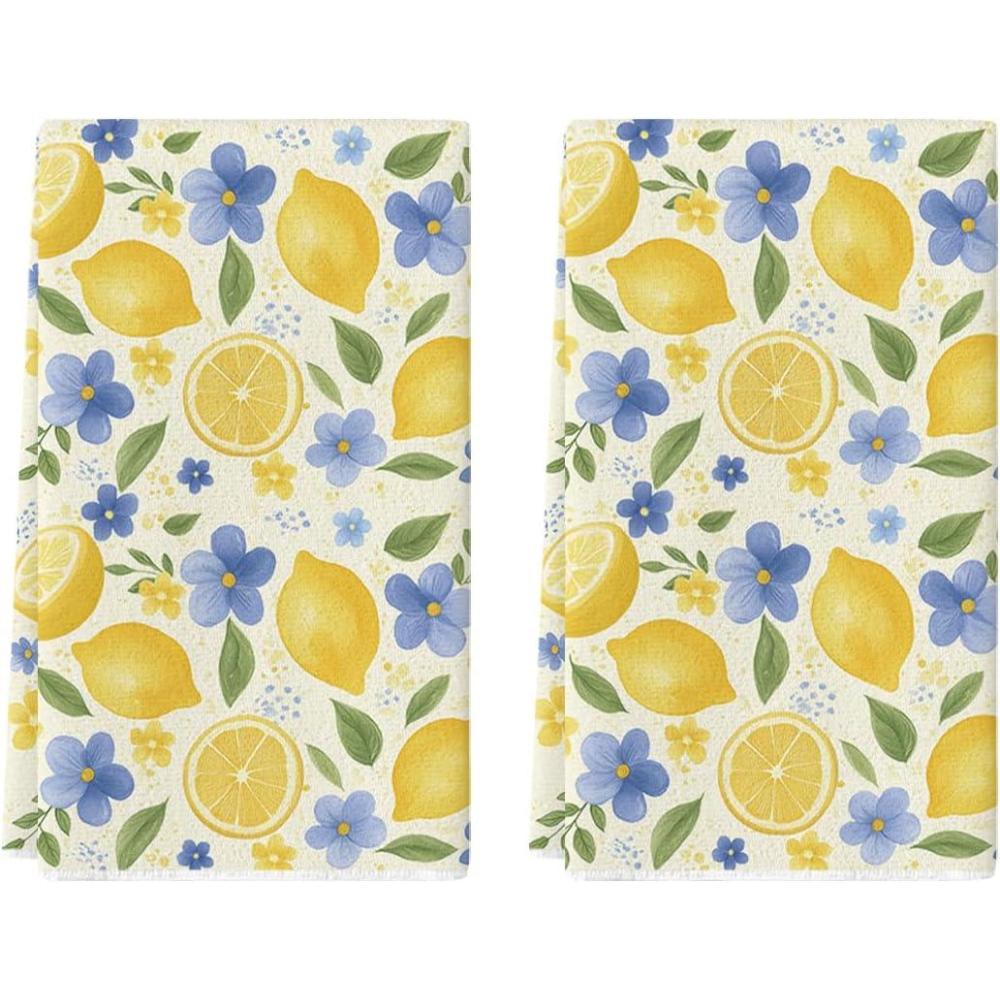 image:imageArtoid Mode Lemons Flower Leaves Summer Kitchen Towels Dish Towels 18x26 Inch Farmhouse Decoration Cleaning Set of 2