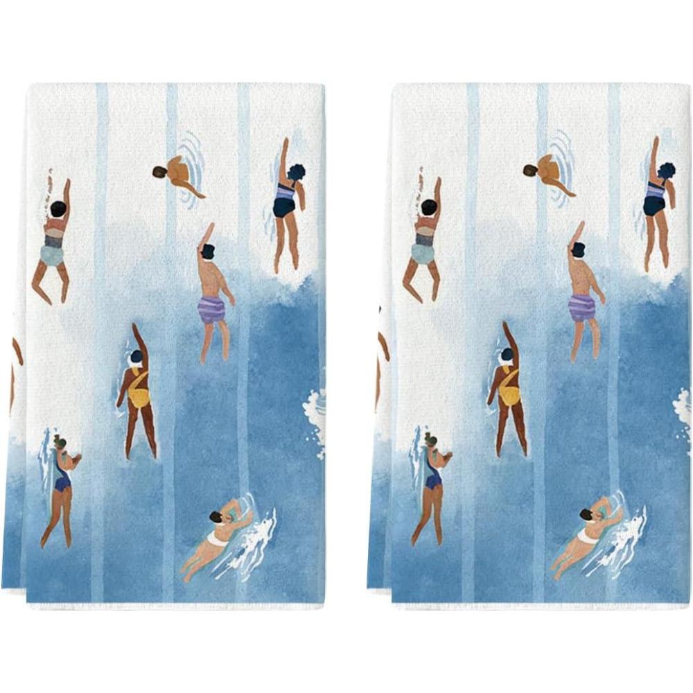 image:imageArtoid Mode Sea Swimming Beach Summer Kitchen Towels Dish Towels 18x26 Inch Farmhouse Decoration Cleaning Set of 2