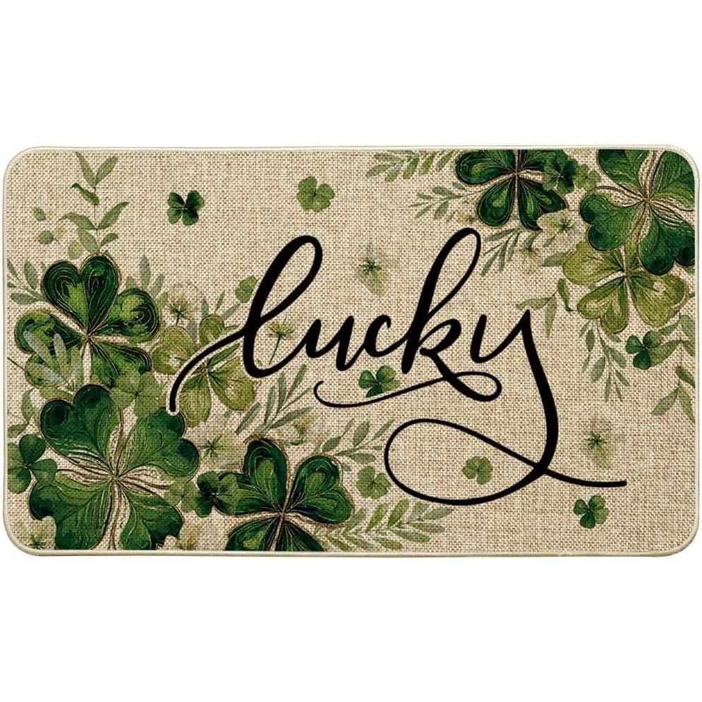 image:imageArtoid Mode Shamrocks Floral Leaves St Patricks Day Doormat Home Decor Door Mat LowProfile Switch Rug Floor Mat for Indoor Outdoor 17x29 Inch