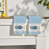 Artoid Mode Blue Checkered Shell Starfish Summer Kitchen Towels Dish Towels, 18×26 Inch Farmhouse Decoration Cleaning Set of 2(Blue)