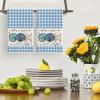 Artoid Mode Blue Checkered Shell Starfish Summer Kitchen Towels Dish Towels, 18×26 Inch Farmhouse Decoration Cleaning Set of 2(Blue)