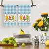 Artoid Mode Blue Checkered Shell Starfish Summer Kitchen Towels Dish Towels, 18×26 Inch Farmhouse Decoration Cleaning Set of 2(Light Blue)