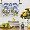 Artoid Mode Blue Lemon Porcelain Summer Kitchen Towels Dish Towels, 18×26 Inch Farmhouse Decoration Cleaning Set of 2