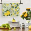 Artoid Mode Blue Lemons Leaves Flowers Summer Kitchen Towels Dish Towels, 18×26 Inch Farmhouse Spring Decoration Cleaning Set of 2(Green)