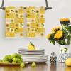 Artoid Mode Checkered Sunflowers Lemons Flowers Summer Kitchen Towels Dish Towels, 18×26 Inch Farmhouse Decoration Cleaning Set of 2
