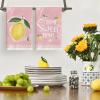 Artoid Mode Pink Lemons Leaves Flowers Summer Kitchen Towels Dish Towels, 18×26 Inch Farmhouse Spring Decoration Cleaning Set of 4