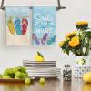 Artoid Mode Shell Starfish Slippers Beauty Smile Summer Kitchen Towels Dish Towels, 18×26 Inch Farmhouse Decoration Cleaning Set of 4