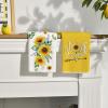 Artoid Mode Sunflower Leaves Florals Bless Our Home Summer Kitchen Towels Dish Towels, 18×26 Inch Farmhouse Spring Decoration Cleaning Set of 4