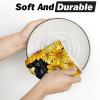 Artoid Mode Sunflowers Bee Black Cat Summer Kitchen Towels Dish Towels, 18×26 Inch Farmhouse Decoration Cleaning Set of 2