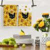 Artoid Mode Sunflowers Bee Black Cat Summer Kitchen Towels Dish Towels, 18×26 Inch Farmhouse Decoration Cleaning Set of 2