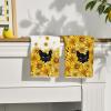 Artoid Mode Sunflowers Bee Black Cat Summer Kitchen Towels Dish Towels, 18×26 Inch Farmhouse Decoration Cleaning Set of 2