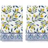 Artoid Mode Lemons Leaves Stripes Summer Kitchen Towels Dish Towels, 18×26 Inch Farmhouse Decoration Cleaning Set of 2