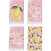 Artoid Mode Pink Lemons Leaves Flowers Summer Kitchen Towels Dish Towels, 18×26 Inch Farmhouse Spring Decoration Cleaning Set of 4