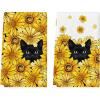Artoid Mode Sunflowers Bee Black Cat Summer Kitchen Towels Dish Towels, 18×26 Inch Farmhouse Decoration Cleaning Set of 2