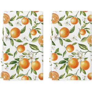 Artoid Mode Kiwi Fruits Summer Kitchen Towels Dish Towels, 18×26 Inch Farmhouse Decoration Cleaning Set of 2(Beige/Orange)