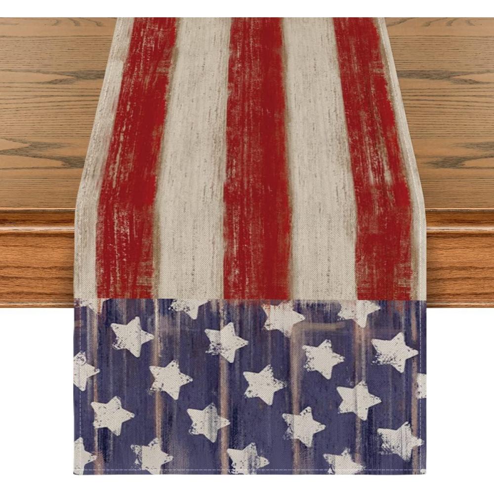 image:imageArtoid Mode American Flag Stars and Stripes 4th of July Table RunnerMemorial Day Kitchen Dining Table Decoration for Home Party Decor 13x72 InchRedBlue