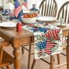 Artoid Mode American Flag Stars Eucalyptus 4th of July Table Runner, Memorial Day Kitchen Dining Table Decoration for Home Party Decor 13×72 Inch(Red)