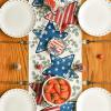 Artoid Mode American Flag Stars Eucalyptus 4th of July Table Runner, Memorial Day Kitchen Dining Table Decoration for Home Party Decor 13×72 Inch(Red)