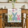 Artoid Mode Buffalo Plaid Bunny Egg Carrot Easter Table Runner, Seasonal Spring Kitchen Dining Table Decoration for Home Party Decor 13×72 Inch(Blue/Pink/Green)