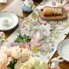 Artoid Mode Bunny Rabbit Egg Flower Easter Table Runner, Seasonal Spring Kitchen Dining Table Decoration for Home Party Decor 13×72 Inch(Beige)
