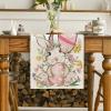Artoid Mode Bunny Rabbit Egg Flower Easter Table Runner, Seasonal Spring Kitchen Dining Table Decoration for Home Party Decor 13×72 Inch(Beige)