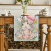 Artoid Mode Bunny Rabbit Egg Flower Easter Table Runner, Seasonal Spring Kitchen Dining Table Decoration for Home Party Decor 13×72 Inch(Blue)