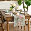 Artoid Mode Bunny Rabbit Egg Flower Easter Table Runner, Seasonal Spring Kitchen Dining Table Decoration for Home Party Decor 13×72 Inch(Blue)