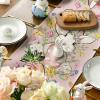 Artoid Mode Bunny Rabbit Egg Flower Easter Table Runner, Seasonal Spring Kitchen Dining Table Decoration for Home Party Decor 13×72 Inch(Pink)