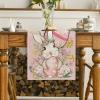 Artoid Mode Bunny Rabbit Egg Flower Easter Table Runner, Seasonal Spring Kitchen Dining Table Decoration for Home Party Decor 13×72 Inch(Pink)
