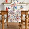 Artoid Mode Silver Fireworks Patriotic 4th of July Table Runner, Seasonal Kitchen Dining Table Decoration for Home Party Decor 13×72 Inch(Beige)