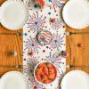 Artoid Mode Silver Fireworks Patriotic 4th of July Table Runner, Seasonal Kitchen Dining Table Decoration for Home Party Decor 13×72 Inch(Beige)