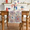 Artoid Mode Silver Fireworks Patriotic 4th of July Table Runner, Seasonal Kitchen Dining Table Decoration for Home Party Decor 13×72 Inch(Silver)